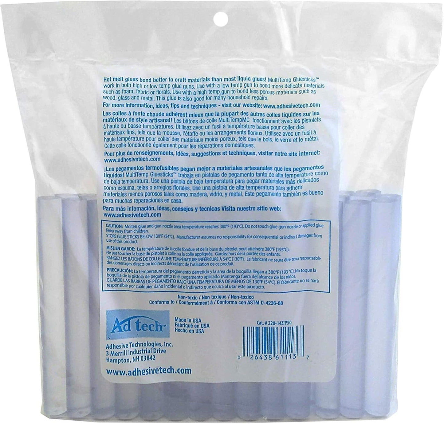 AdTech Crystal Clear Hot Glue Gun Sticks (W220-14ZIP50) ??Full Size Hot Glue Sticks. All-purpose glue sticks for crafting, scrapbooking & more. 50 pieces. Length: 4??Diameter: .44??