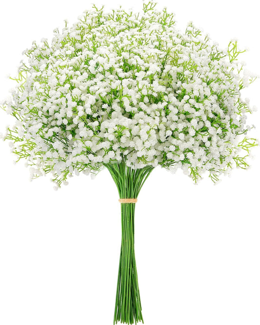 Babys Breath Artificial Flowers, Real Touch Babys Breath Flowers Artificial Bulk for Wedding Decor, White Fake Flowers for Party Home Garden Decor (6, White)