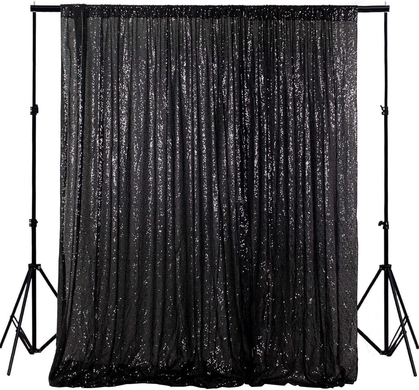 ShinyBeauty Sequin Backdrop- 5FTx10FT-Black-Sequin Photo Backdrop,Photo Booth Background,Sequence Christmas Backdrop Curtain