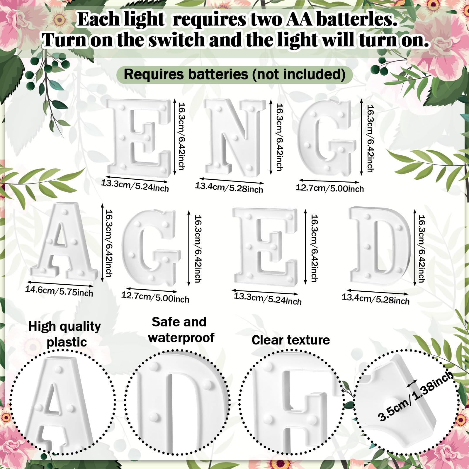 Honoson 7 Pcs Engagement Party Decorations,6.5 Inch Engaged LED Lights