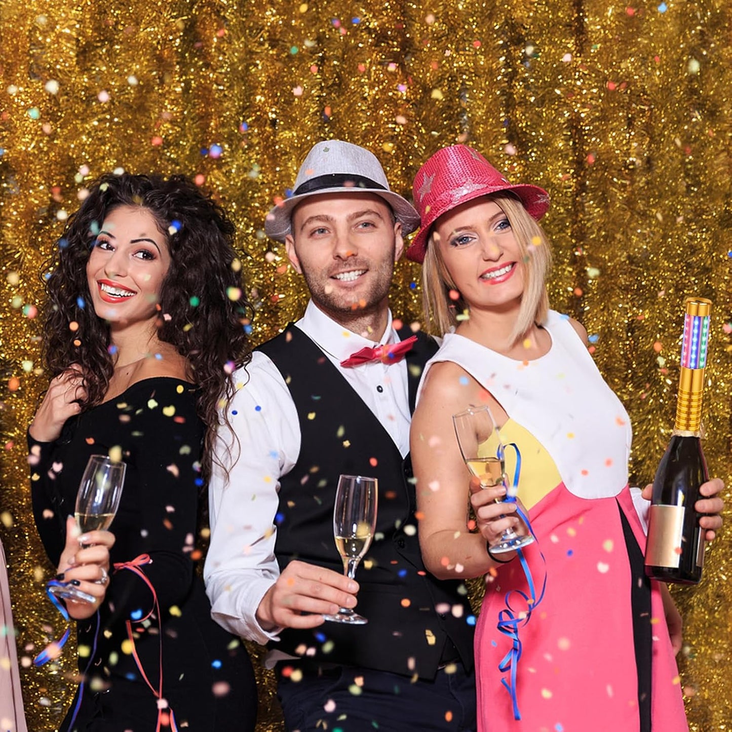 8 Pieces RGB LED Strobe Baton Light Rechargeable Bottle Service Sparklers Stick Reusable Champagne Bottle Handheld LED for Club Stage Nightclub Party Concert Event Bar Outdoor - Gold