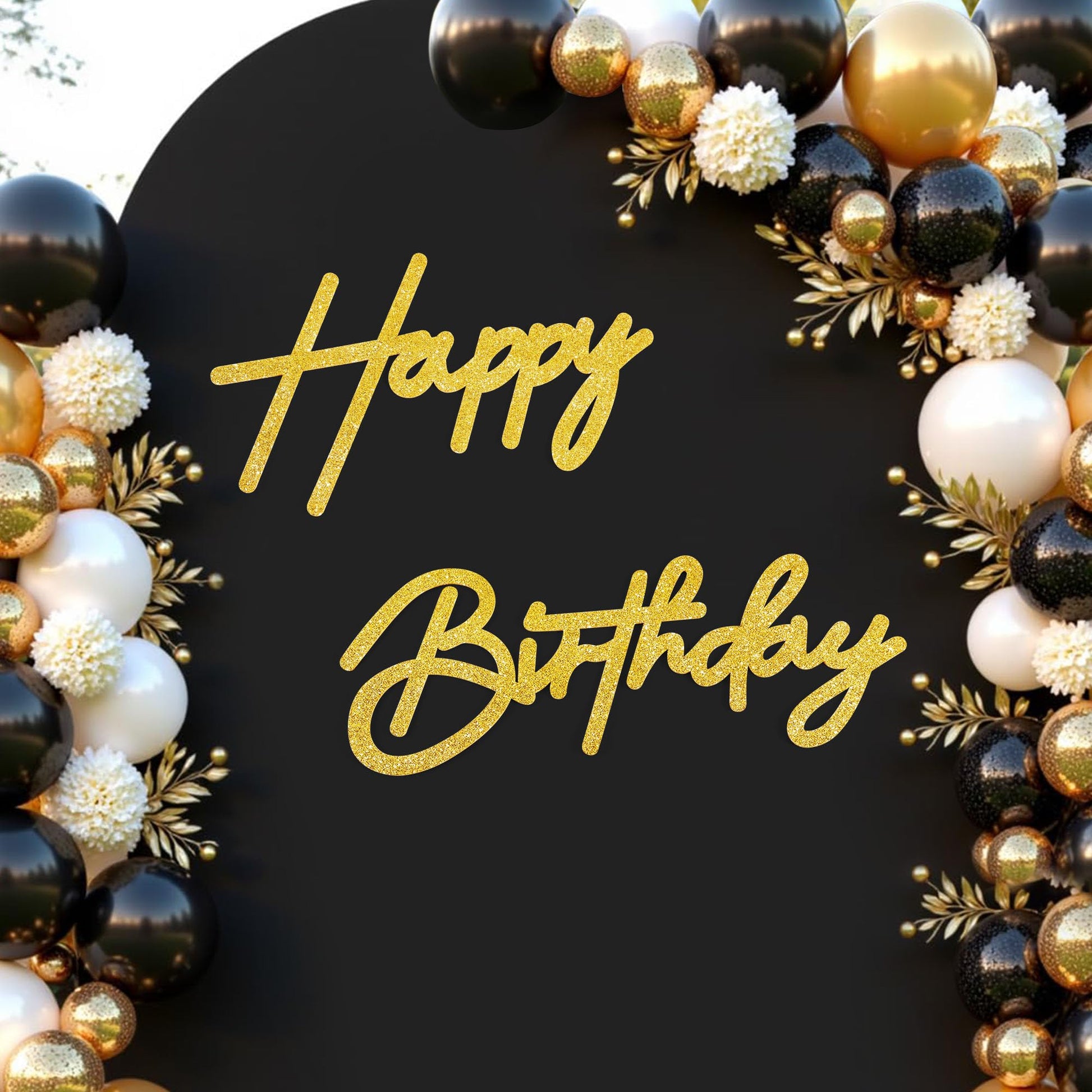 CANREVEL Happy Birthday Sign for Backdrop, Birthday Banner Glitter Gold