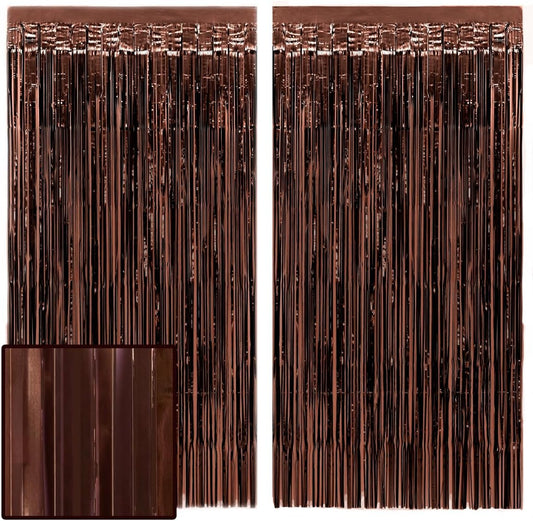 xo, Fetti Brown Party Curtain - Set of 2 | Espresso Martini Fringe, Bachelorette Decorations, Cute Birthday Photo Booth, Party Backdrop, Bday Supplies