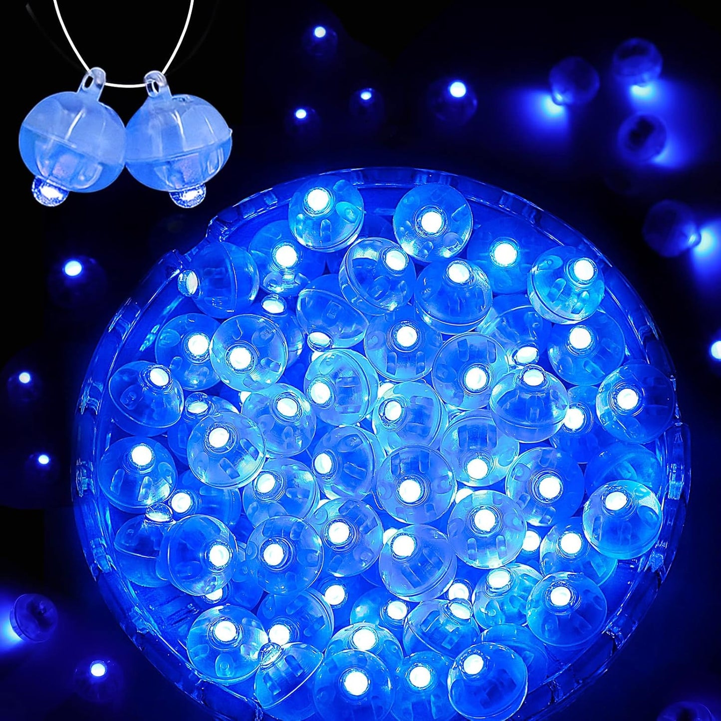 ZGWJ LED Lights, 100pcs Mini Balloons Light up Balloons for Party Decorations - Flash Blue, Battery Powered, Wide Use, Easy to Operate, Reusable, Good Service