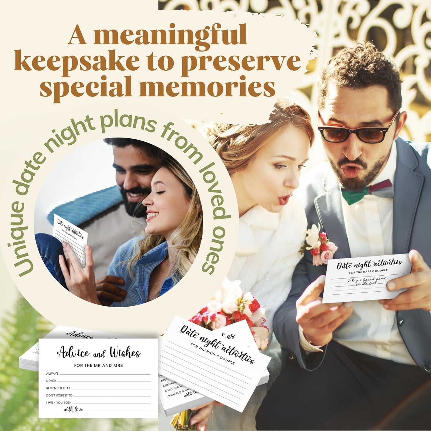 Advice And Wishes For The Mr And Mrs - Wedding Advice Cards For Bridal Shower Decorations, Date Night Games For The Groom And Bride Cards, Wedding Shower Decor for Guests