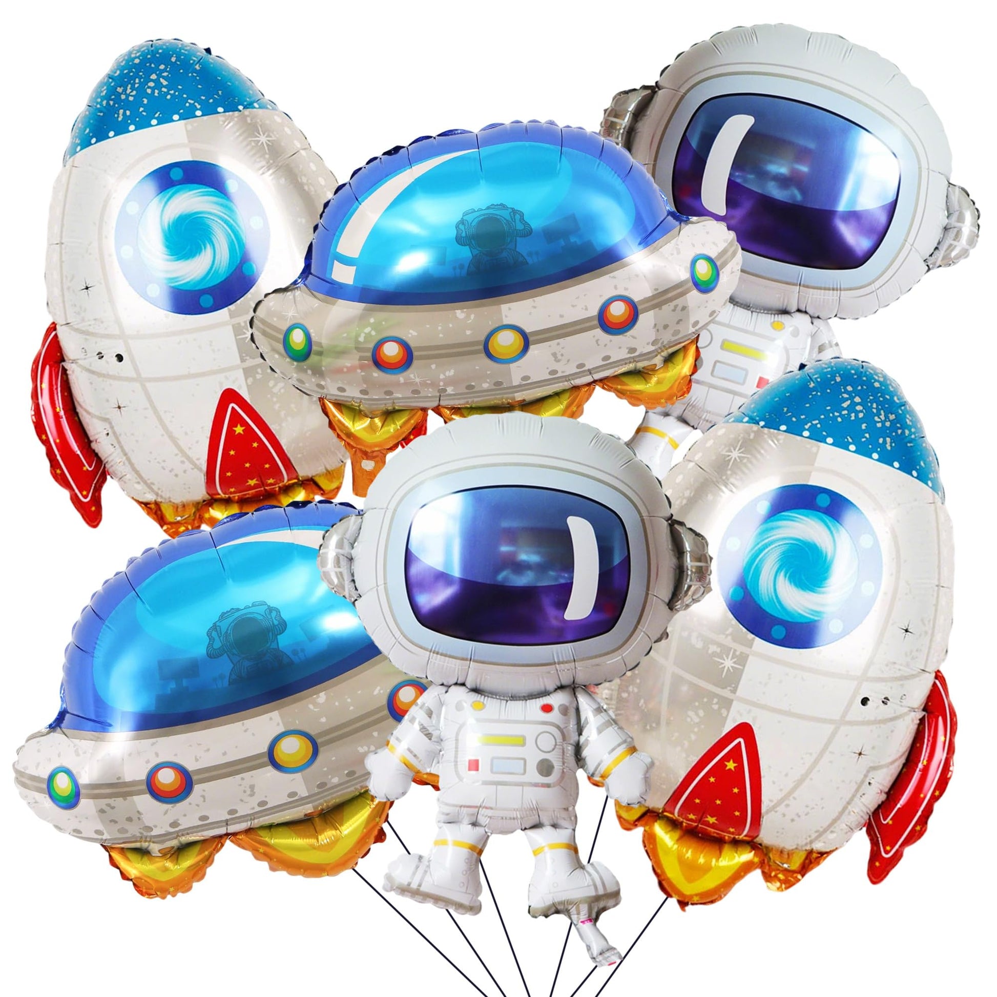 6 PCS Space Balloons Set, Astronaut UFO Rocket Foil Balloons, Party Decor