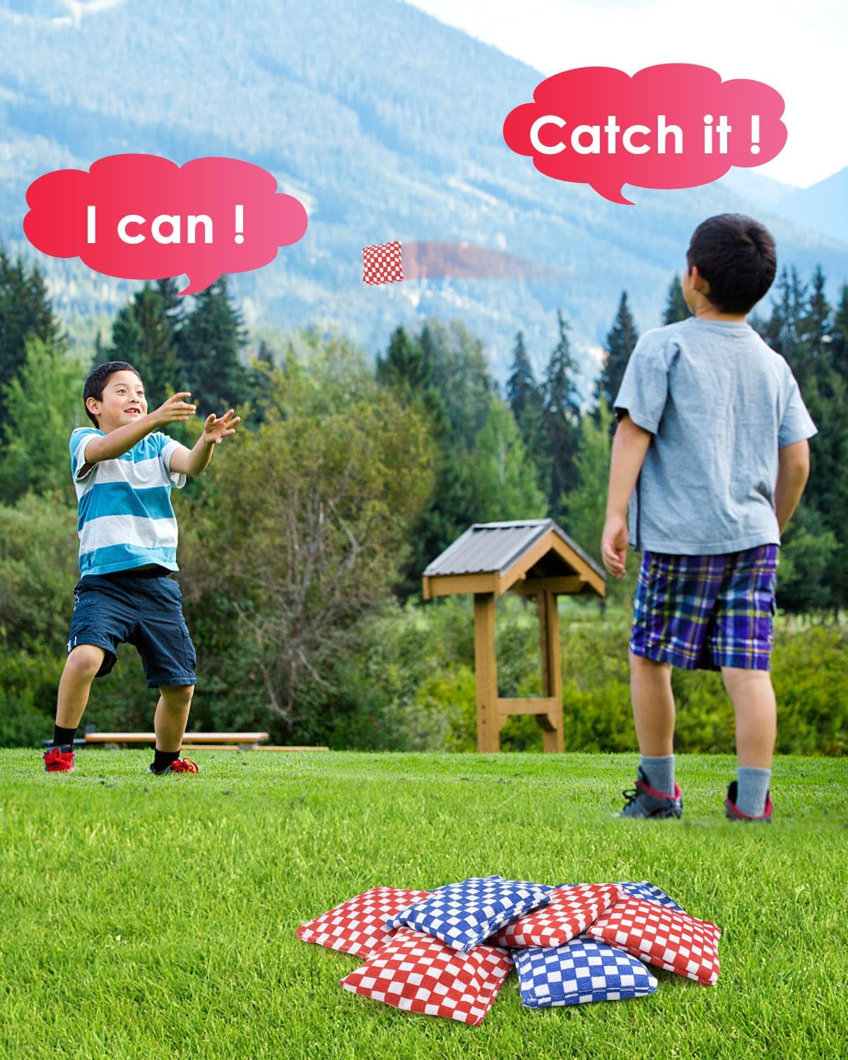 TINDTOP Mini Bean Bags for Tossing - 3.1" x 3.1", Cornhole Outdoor Toss Gaming Colorful Canvas Bean Bags Carnival Games Kids Beanbags Throwing Games for Kids