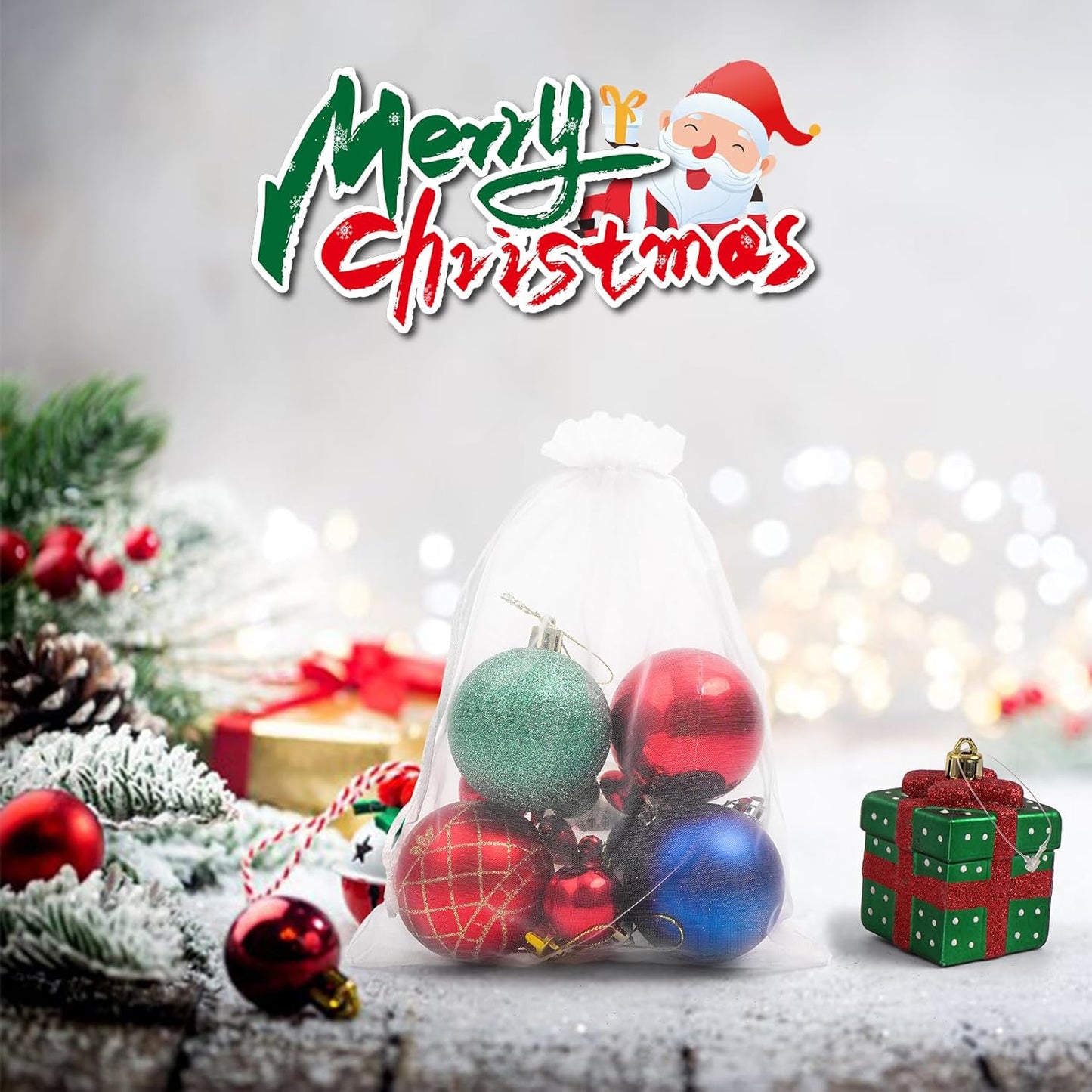 ANZNKU 100 Pack Premium White Organza Bags 6x9 inches Mesh Organza Favor Bag Drawstring, Gift Bags for Party Wedding Christmas Favor, Sheer Gift Bag