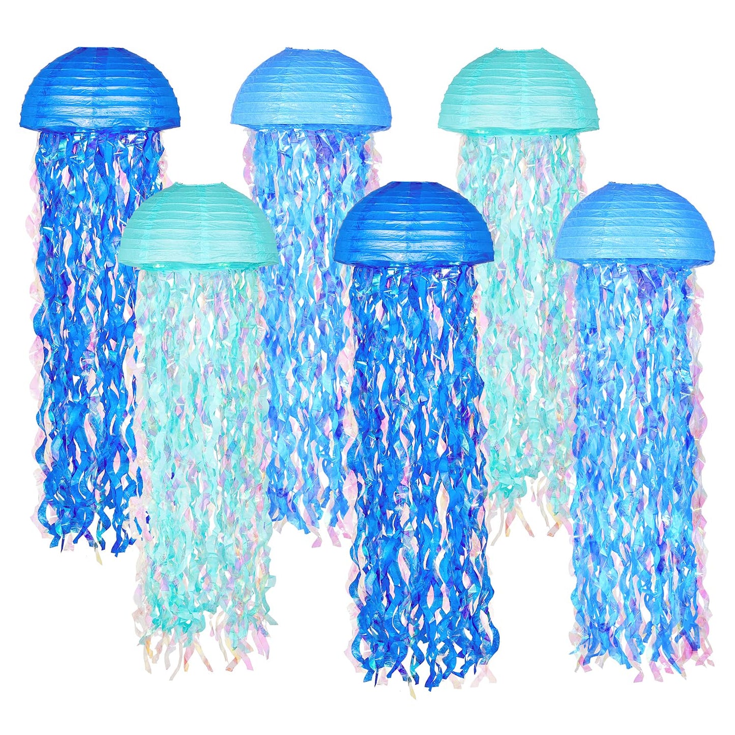 OBXT 10" Blue Hanging Jellyfish Paper Lanterns - Under the Sea Party & Mermaid Birthday