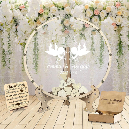 Personalized Wedding Guest Book Alternative Custom Name & Date Guestbook Sign Customized Guest Book Drop Box Decor for Wedding Anniversary Party Birthday(Style 6)