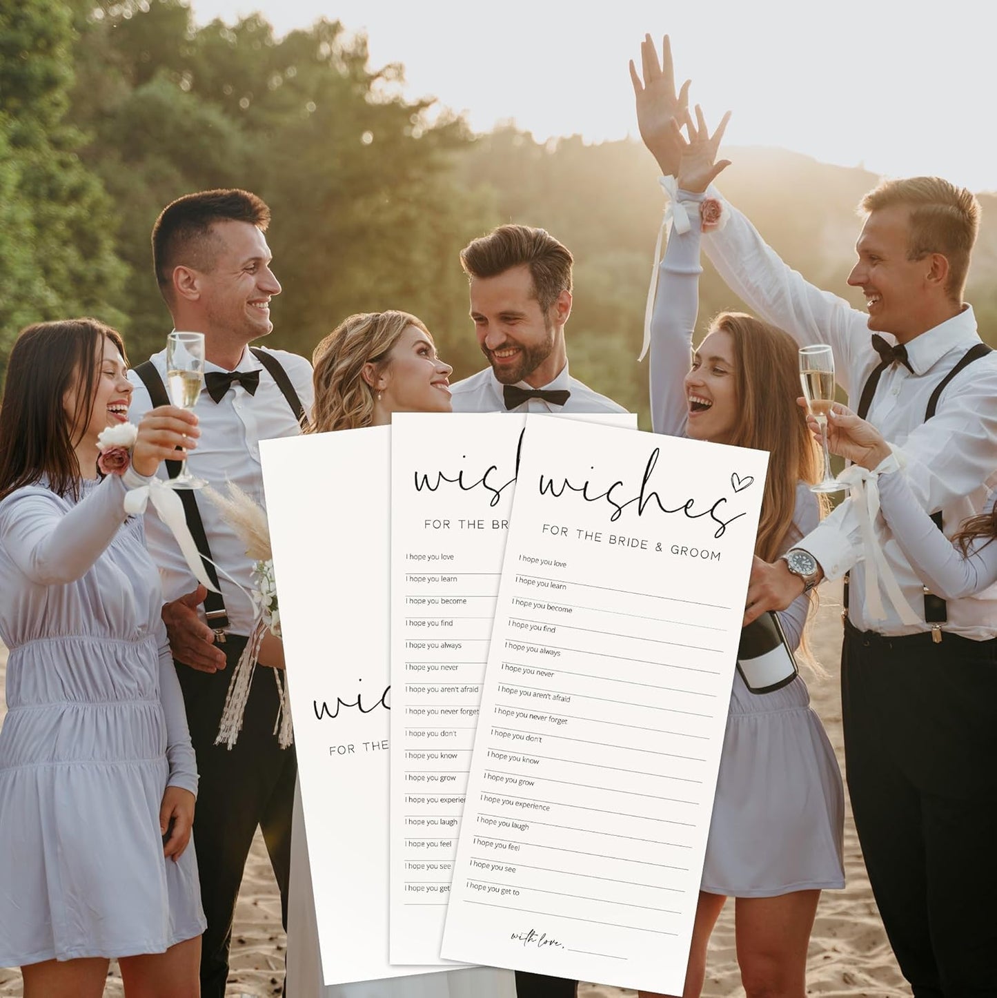 Bridal Shower Games, Wishes for The Newlyweds, 25Pcs 4x9inch Minimalist White Double-Sided Bridal Game Cards, Wedding Shower Games for Guests, Engagement Bachelorette Party Supplies - A23