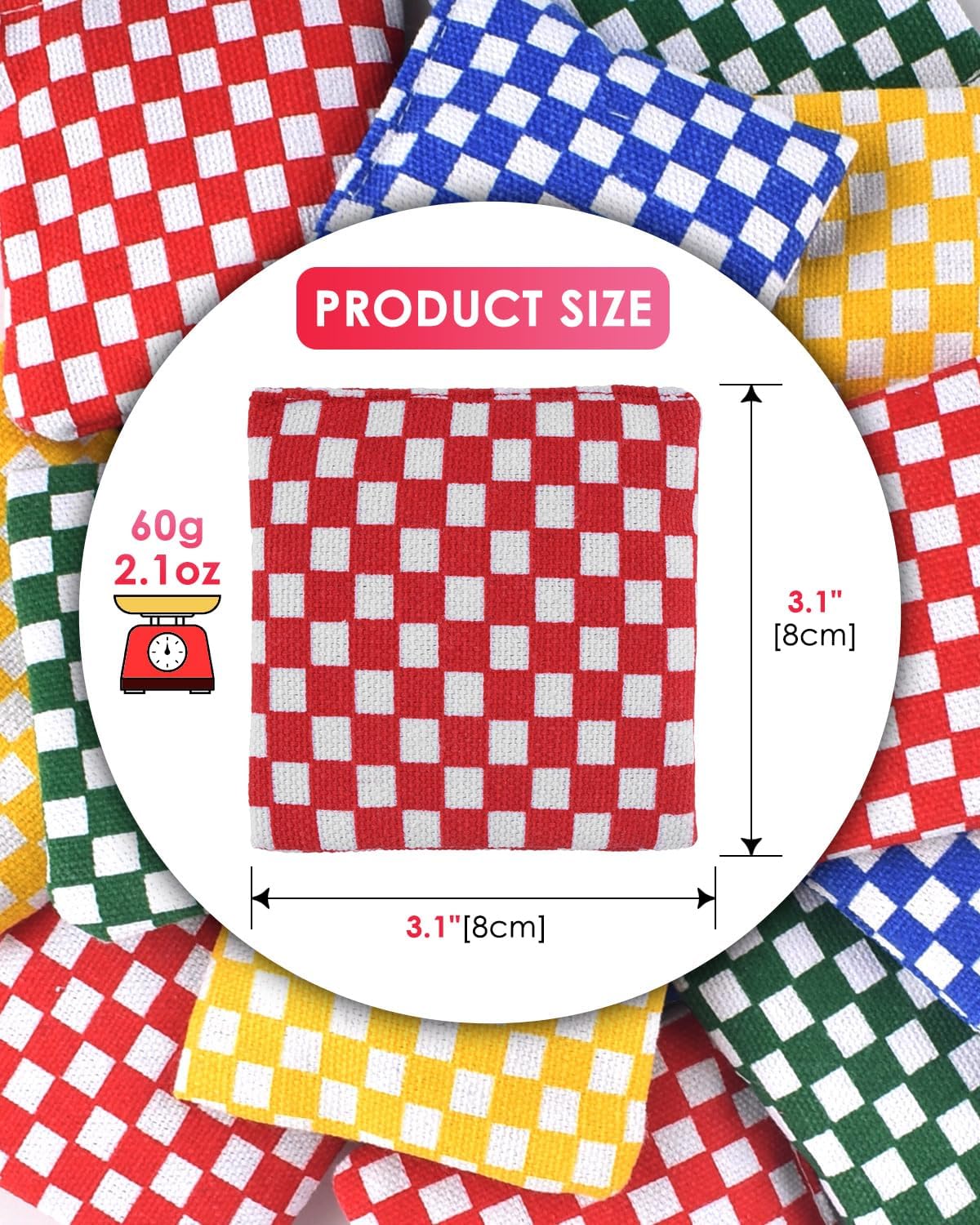 TINDTOP Mini Bean Bags for Tossing - 3.1" x 3.1", Cornhole Outdoor Toss Gaming Colorful Canvas Bean Bags Carnival Games Kids Beanbags Throwing Games for Kids