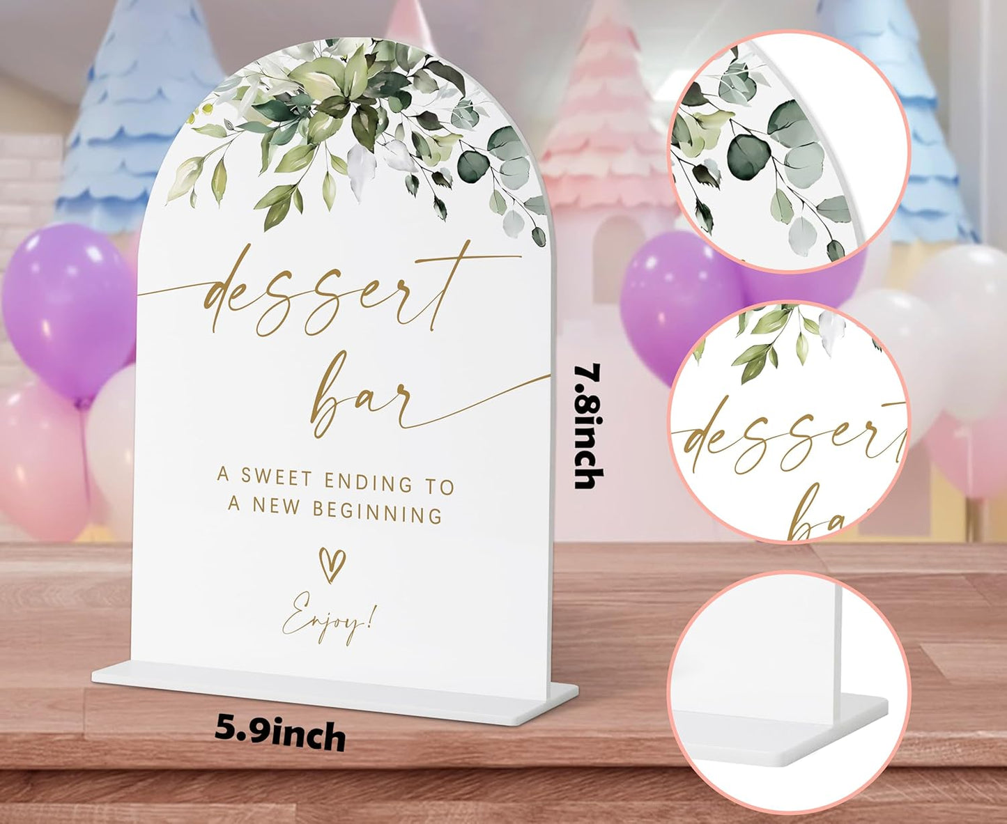 Dessert Bar Sign, Greenery Gold Bridal Shower Decorations, Dessert Table Decor, Wedding Signs for Ceremony and Reception, Engagement Decorations, Acrylic Decor, Bachelorette Party Favors-19