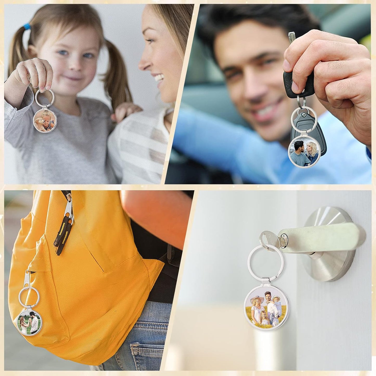 Personalized Custom Keychain with Picture - Turnable Double Sided Colorful Photo Key chains Memorial Gifts for Family Lover