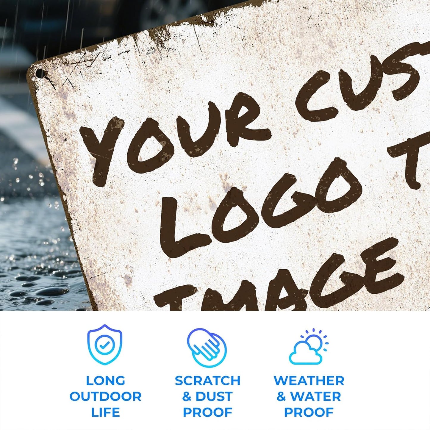 Personalized Metal Sign Custom with Photo Text Logo for Outdoor Yard Garden Home Business Wedding Wall Decor Street Sign Style (Horizontal)