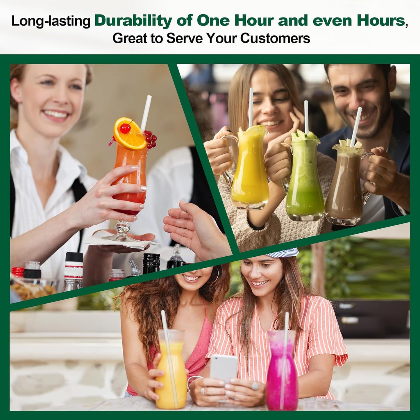 10.25" Disposable Paper Drinking Straws Individually Wrapped, 0.31" Dia. - 4 PLY Thick Heavy Duty Paper - White, 300 ct. (Restaurant Quality)