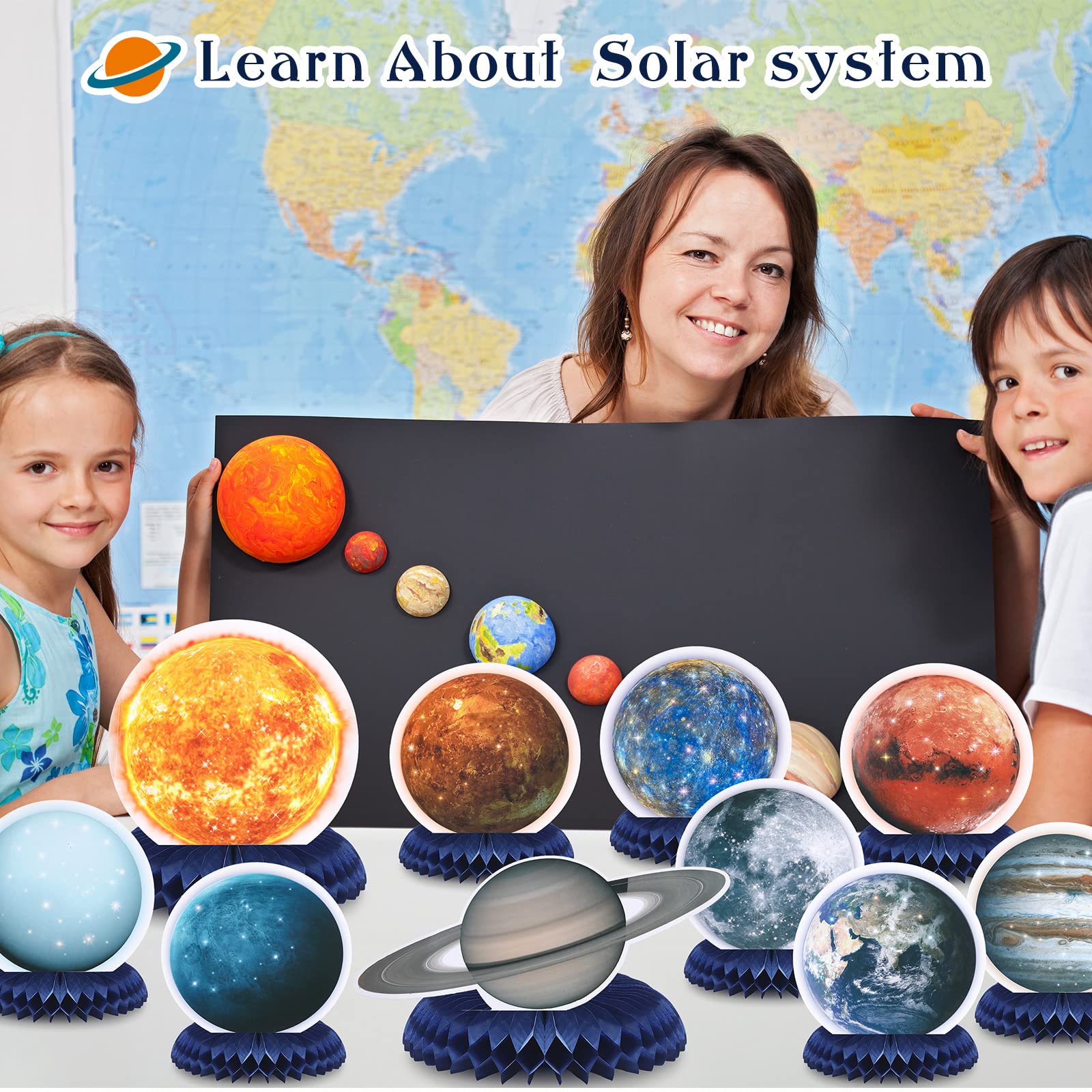 Eersida 10 Pcs Space Party Decorations Solar System Honeycomb Centerpieces
