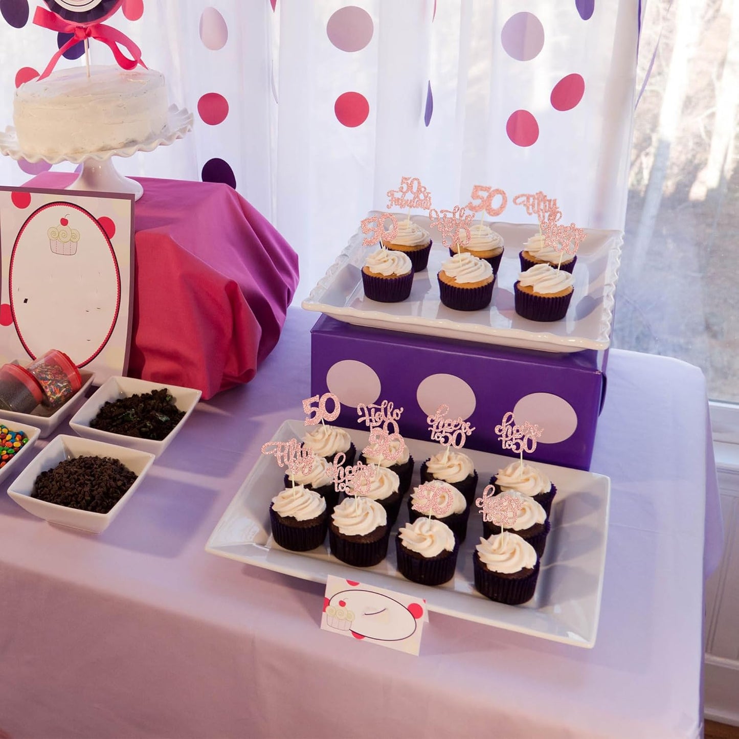 30Pcs Happy 50th Birthday Cupcake Toppers Rose Gold Glitter Fifty Cheers to 50 Years Old Birthday Cupcake Picks for 50th Birthday Anniversary Party Cake Decorations Supplies