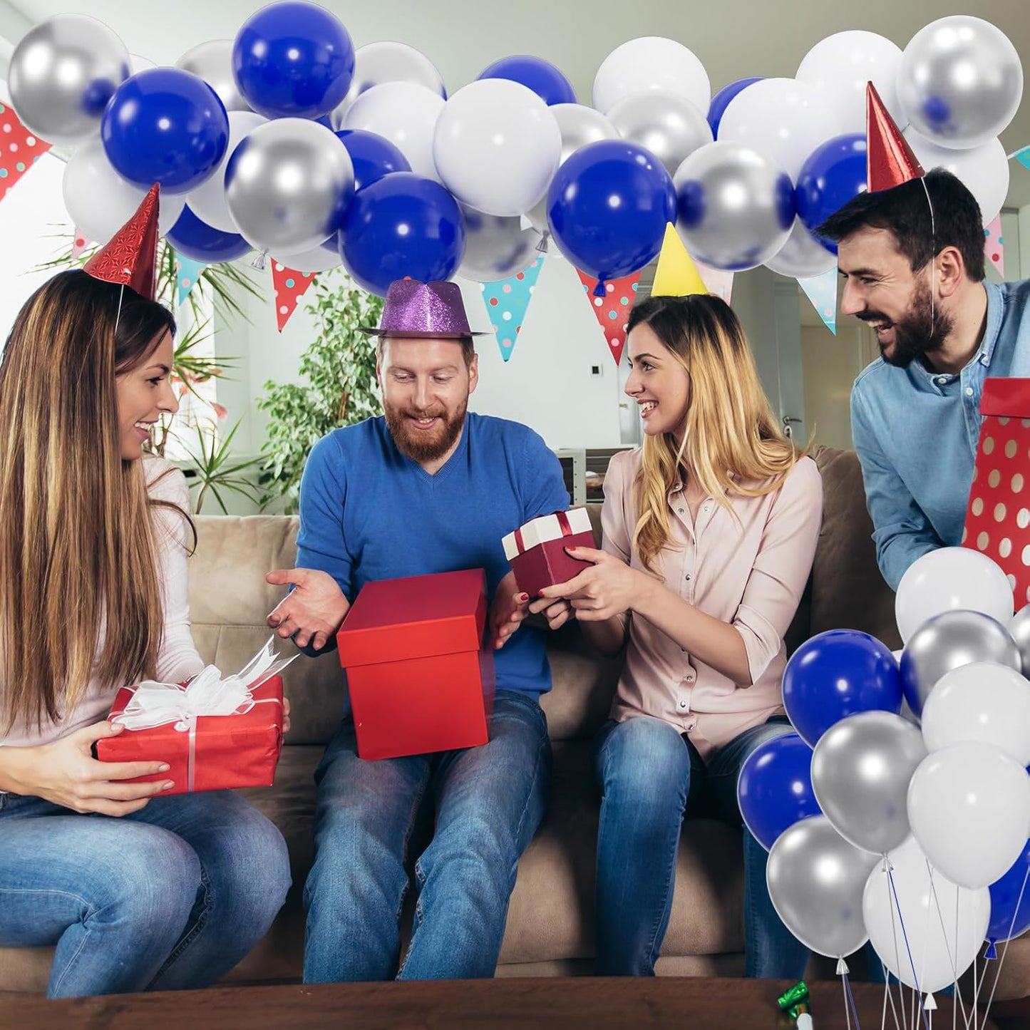 100pcs Royal Blue Balloons, 12 inch Royal Blue Latex Party Balloons Helium Quality for Birthday Party, Baby Shower, Baseball Nautical Party Decoration (with 66ft Ribbon)…