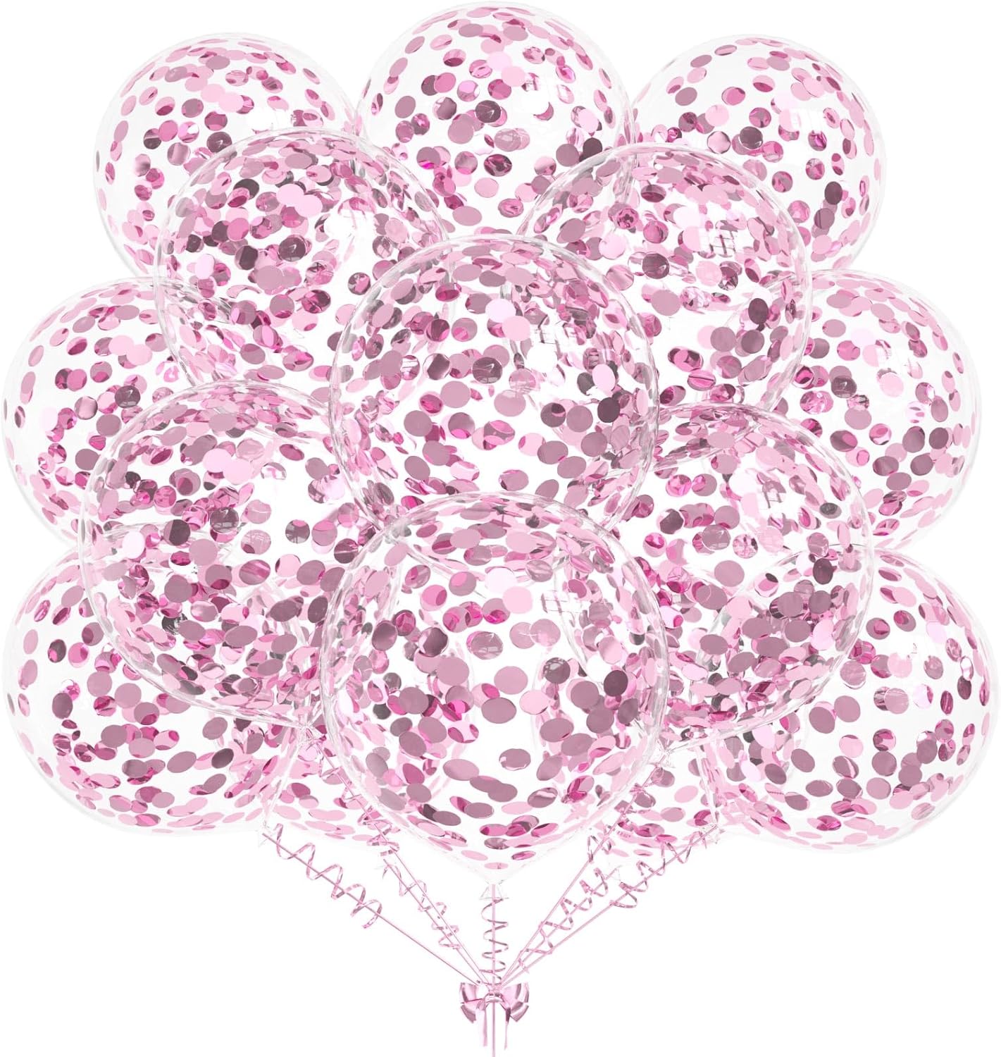 50pcs Light Pink Foil Confetti Balloons,12 inch Latex Balloon with Light Pink Confetti Inside for Birthday Family Party Wedding Party Baby Shower Decoration Supplies