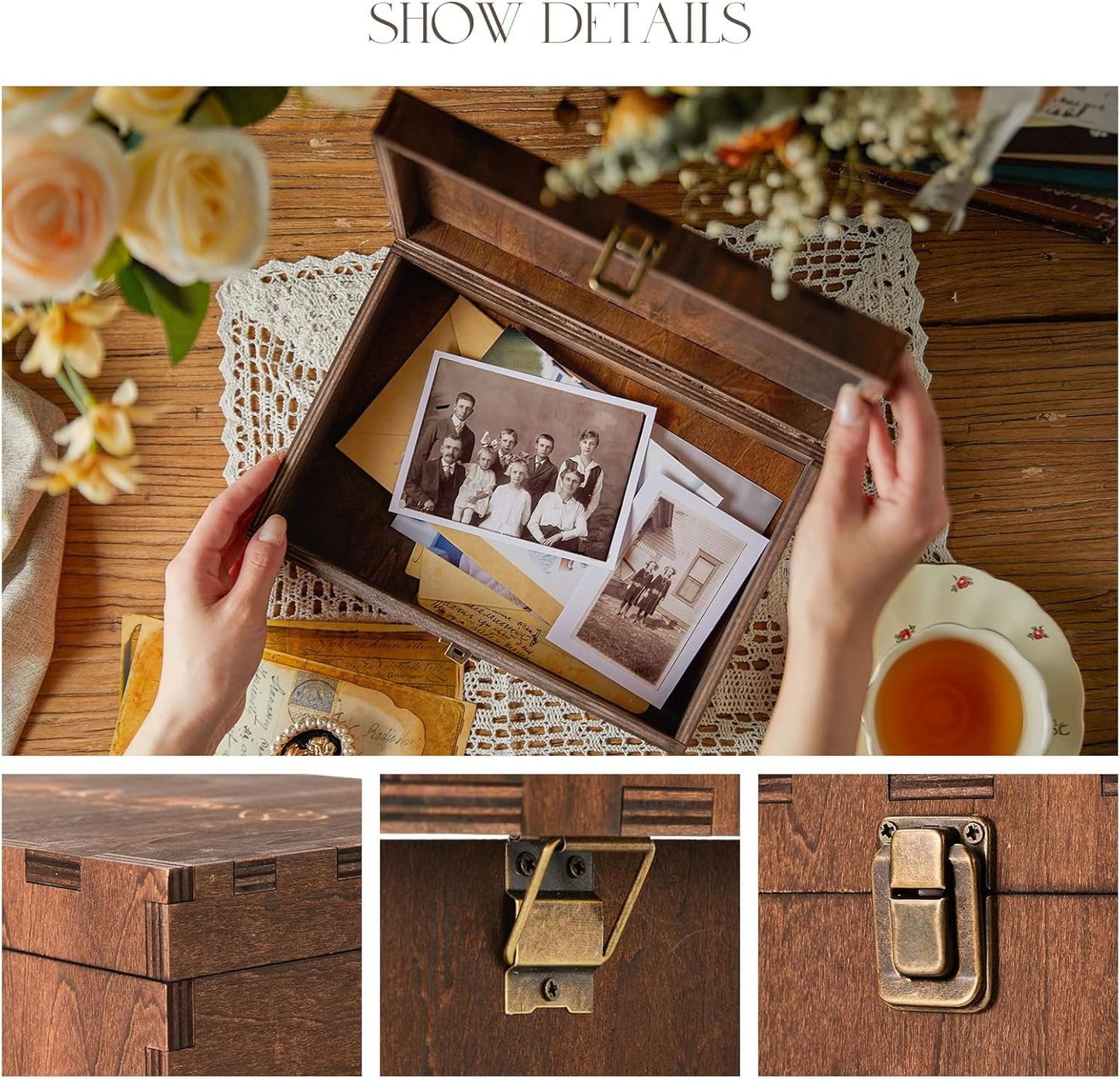 AW BRIDAL Personalized Wedding Keepsake Box with Lid, Wood Memory Storage box, Bridal Shower Gifts Anniversary Engagement Wedding Gifts for Couples Newlyweds//DK2201CPP62//