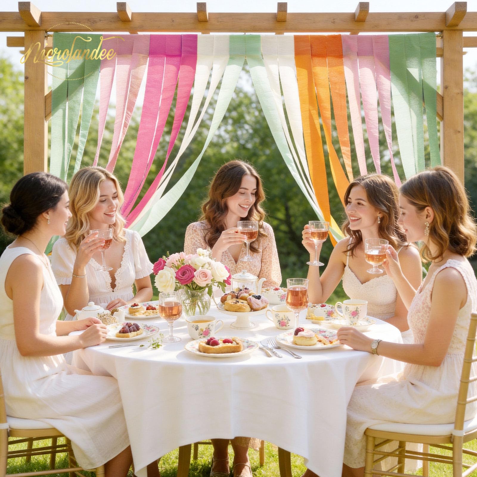 NICROLANDEE 5 Rolls Pastel Crepe Paper Streamers Backdrop Decorations