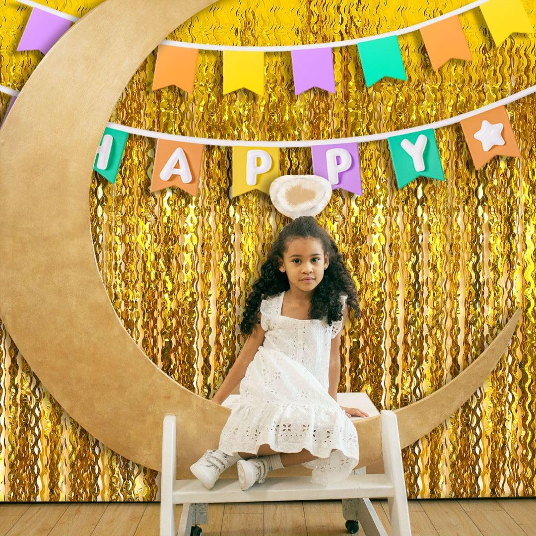 Gold Streamers Backdrop Curtains, Golden Birthday Party Decorations, Gold Wall Decor, Graduation Party Decorations, Bachelorette Parties Favor, Anniversary Decor, New Years Eve Party Supplies 2025