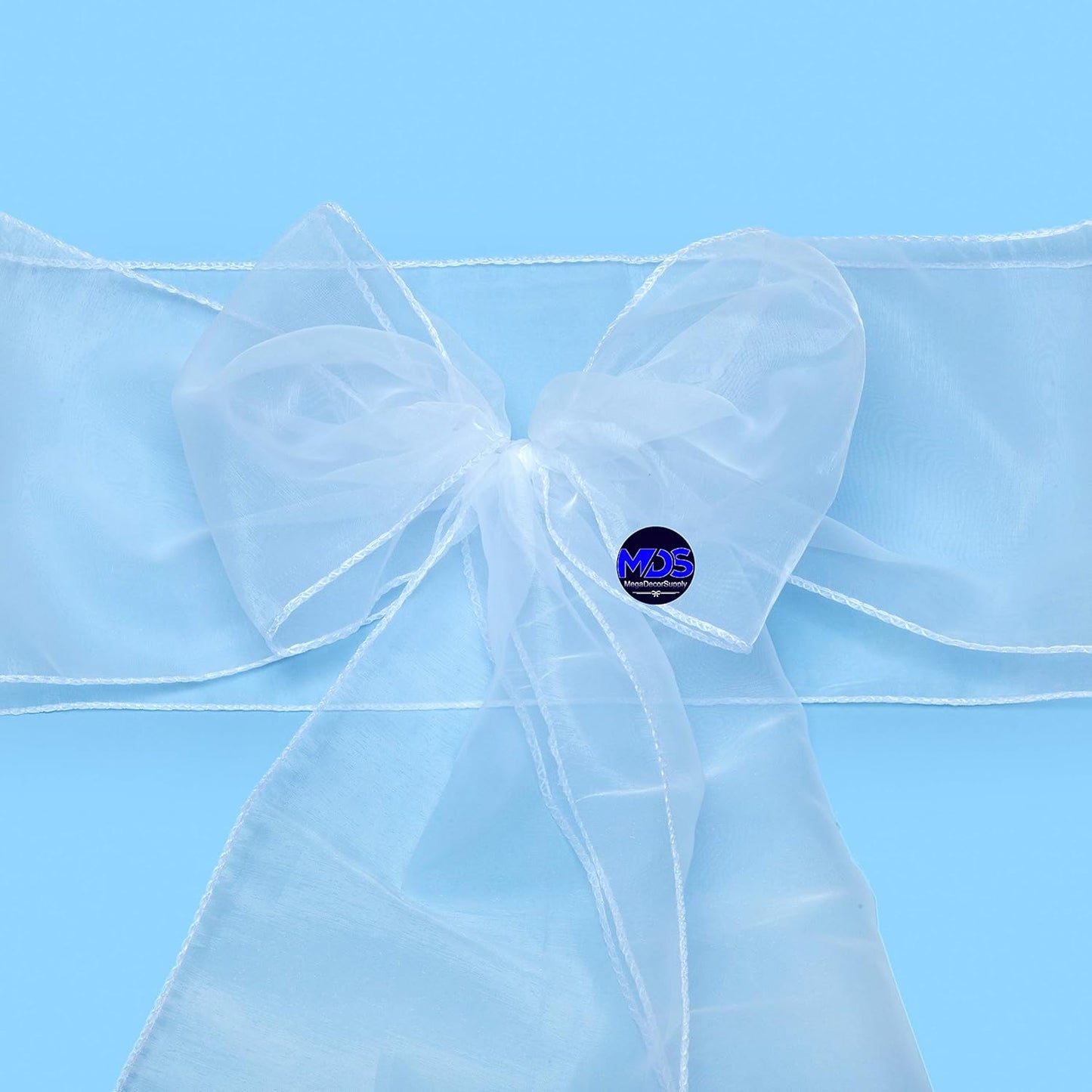 MDS Pack of 250 PCS Organza Chair Sashes Wider Dining Chair Bows Ribbon Tie Back for Wedding Party Birthday Bridal Shower Reception Event Banquet Home Chair Cover Decoration - White