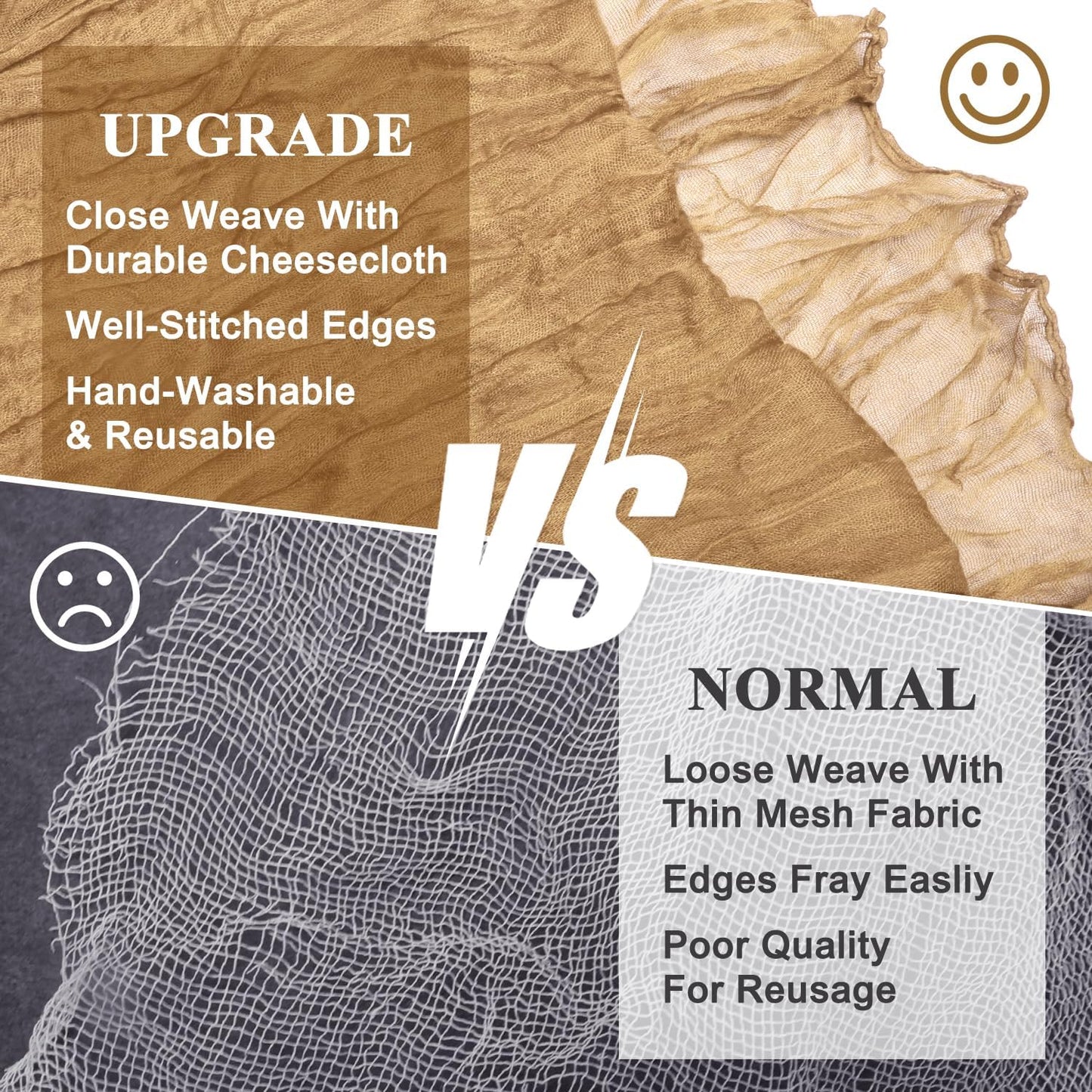 Asee'm 3pcs Cheesecloth Table Runner 120 Inches Long Khaki Boho Gauze Cheese Cloth Runner 10FT Rustic Sheer Table Runners for Christmas Wedding Party Baby Shower Spring Easter Decoration