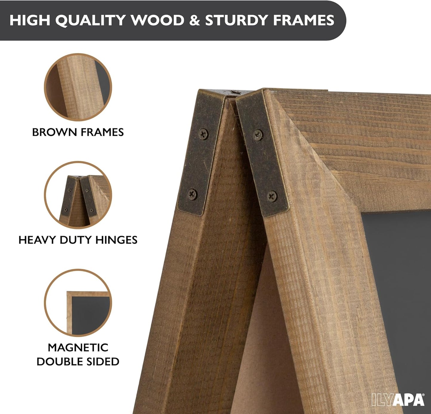 Ilyapa A-Frame Chalkboard Sidewalk Sign - 58 x 27 inches, Folding Standing Sandwich Sign – Freestanding Barnwood Magnetic Sandwich Menu Display