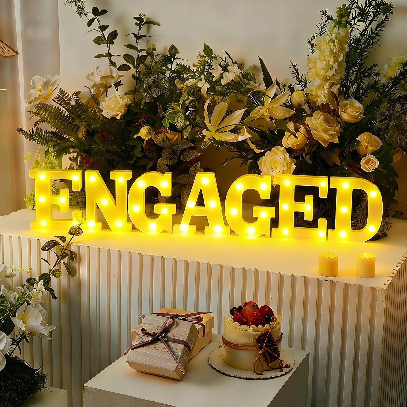 Honoson 7 Pcs Engagement Party Decorations,6.5 Inch Engaged LED Lights