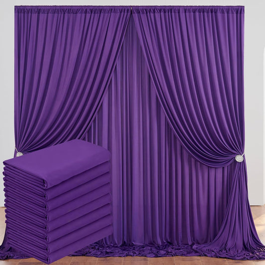40 ft x 10 ft Wrinkle Free Purple Backdrop Curtain for Parties, 5ft x 10ft 8 Panels Polyester Purple Photo Backdrop Drapes for Wedding Birthday Party Baby Shower Fabric Photo Curtains for Mermaid