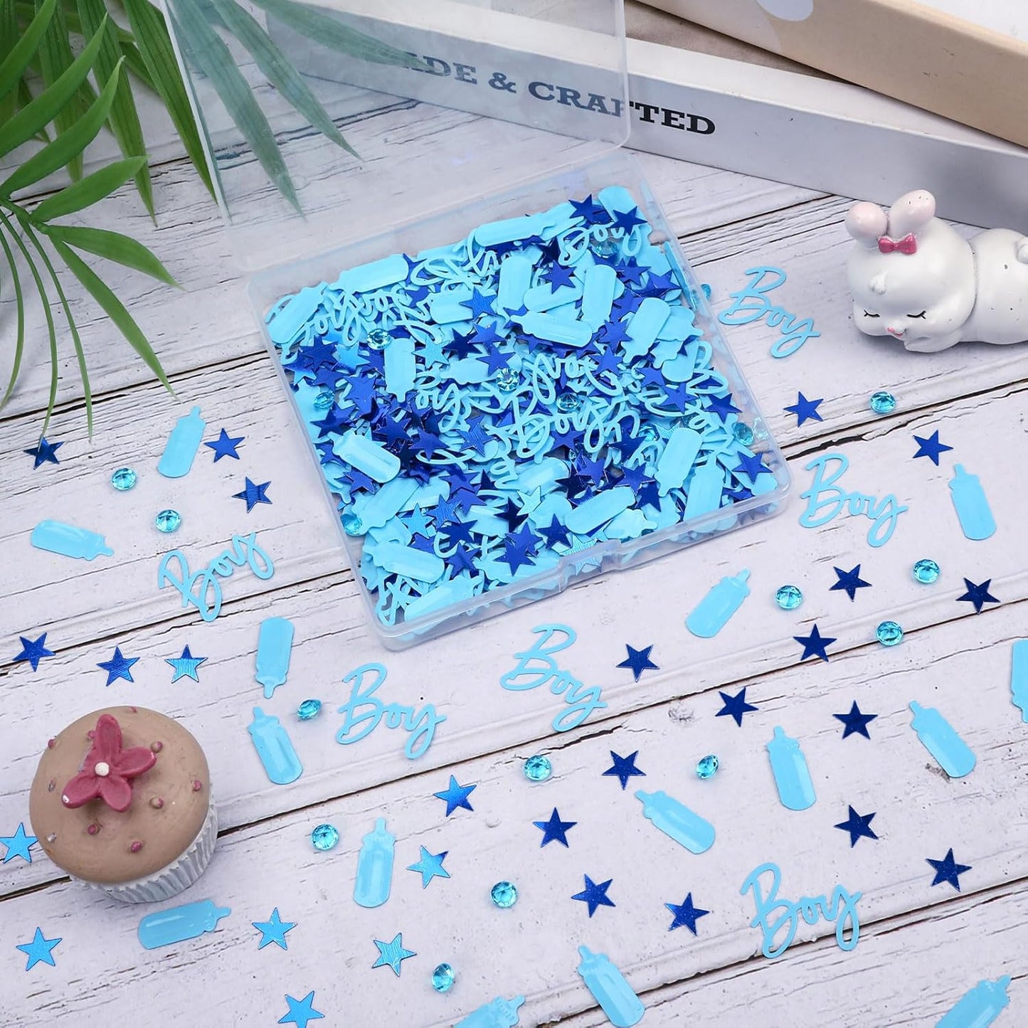 MARFOREVER Blue Confetti, Baby Shower Decorations Glitter Boy Table Confetti Sprinkle Gender Reveal Scatter for Gender Reveal Birthday Party Decorations