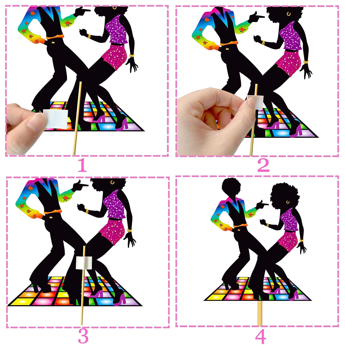 26pcs 1970s Disco Fever Party Centerpiece Sticks 70s Disco Party Decorations Retro Table Topper 80s