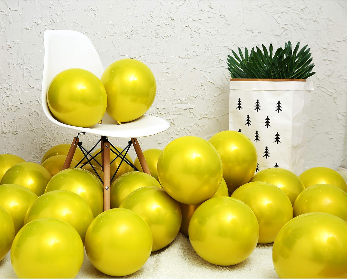 Metallic Yellow Balloong 50pcs 12 inch metallic chrome yellow balloons,double layer yellow balloons are more durable suitable for wedding,birthday party balloon decorations