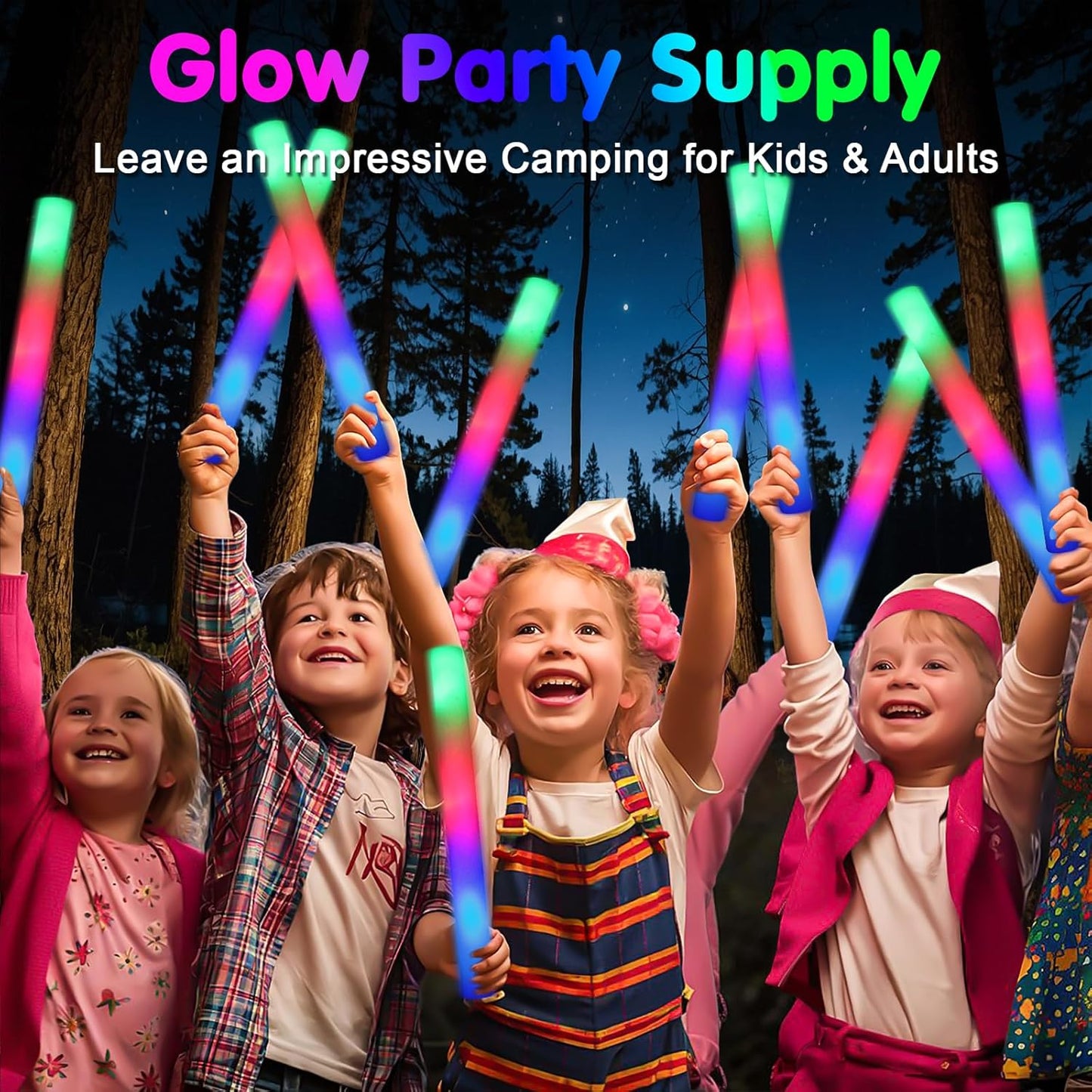 225 Foam Glow Sticks, Foam Light Up Sticks Party Supplies with 3 Mode Colorful Flashing, Glow Sticks Bulk Party Pack, Led Foam Sticks for Birthday, Wedding, Halloween, Carnival, Concert
