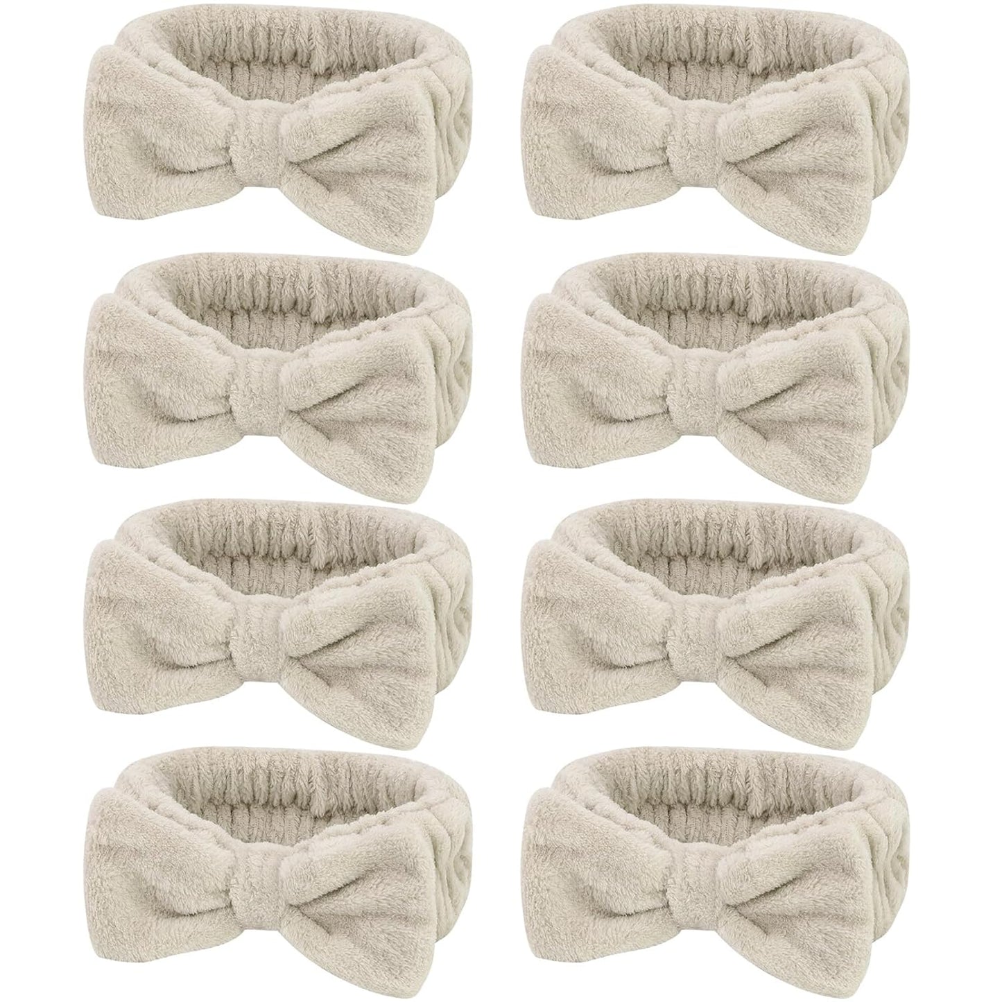 Semato Bachelorette Party Favor Set - Bride and Bridesmaid Spa Headbands, Skincare Head Bands for Women, Cute Bow Party Supplies (Light Coffee)