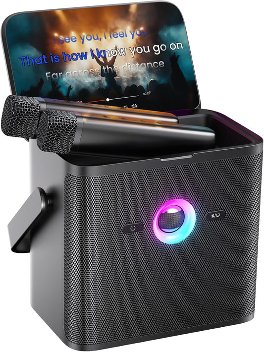Ikarao Karaoke Machine for Adults, with Lyrics Display and Screen, Karaoke System for YouTube, 2 Wireless Microphones, Autotune & Echo, KaraFun Prime, Portable Karaoke Speaker for Home Outdoor Party