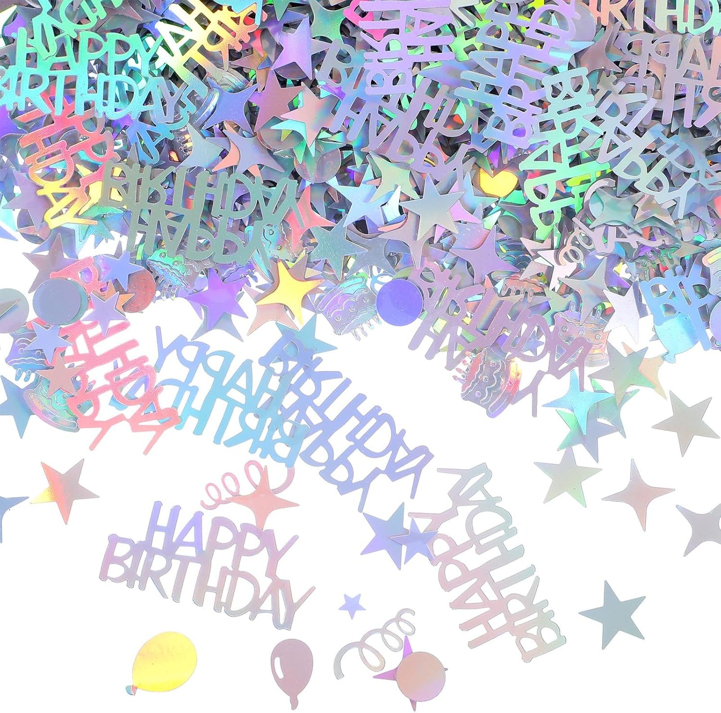 1000pcs Happy Birthday Confetti, Iridescent Party Confetti Metallic Glitter Birthday Table Scatter Decorations Party Confetti for DIY Crafts Festive Table Decoration