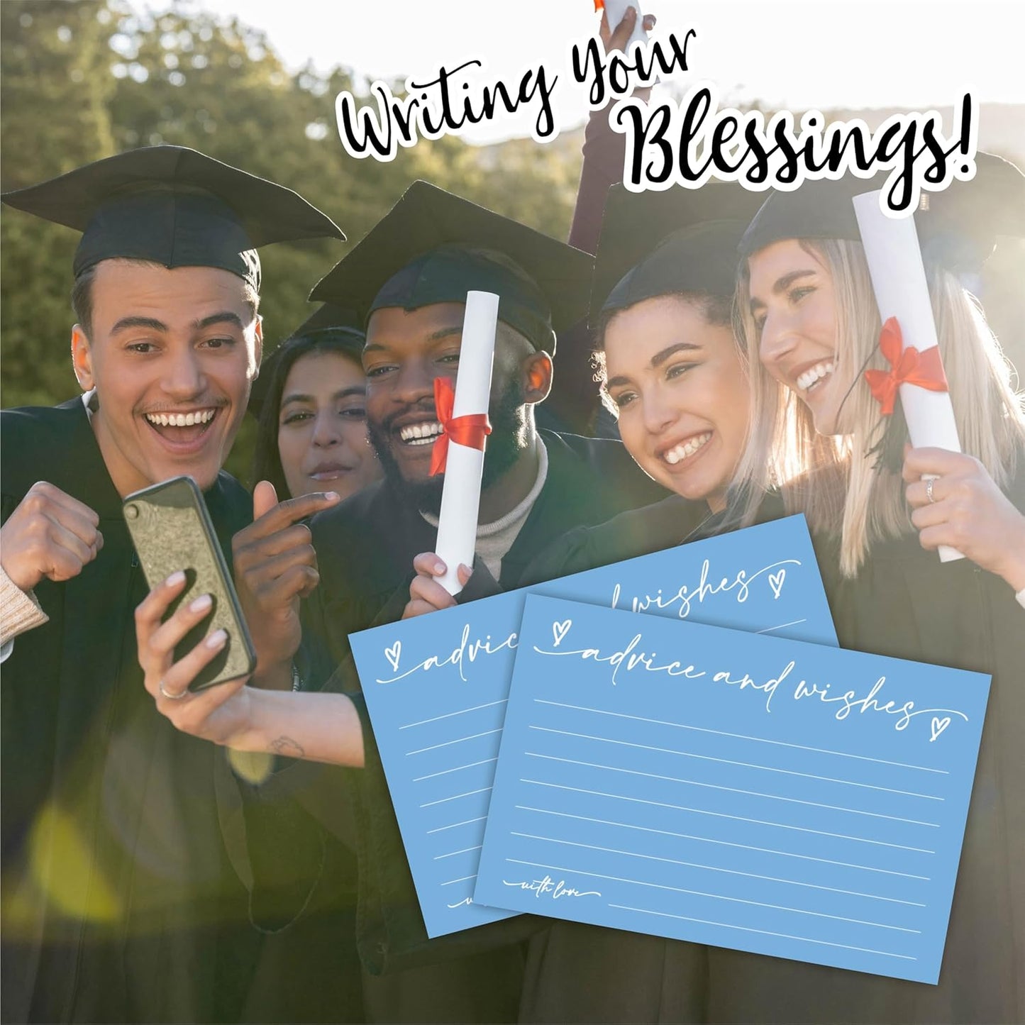 30 Advice & Wishes Cards - Sky Blue - Double Sided Fill-In Advice Cards For Bridal, Wedding, Graduate Party, Mr & Mrs, Retirement, Baby Shower, Party Favor & Supplies - B04