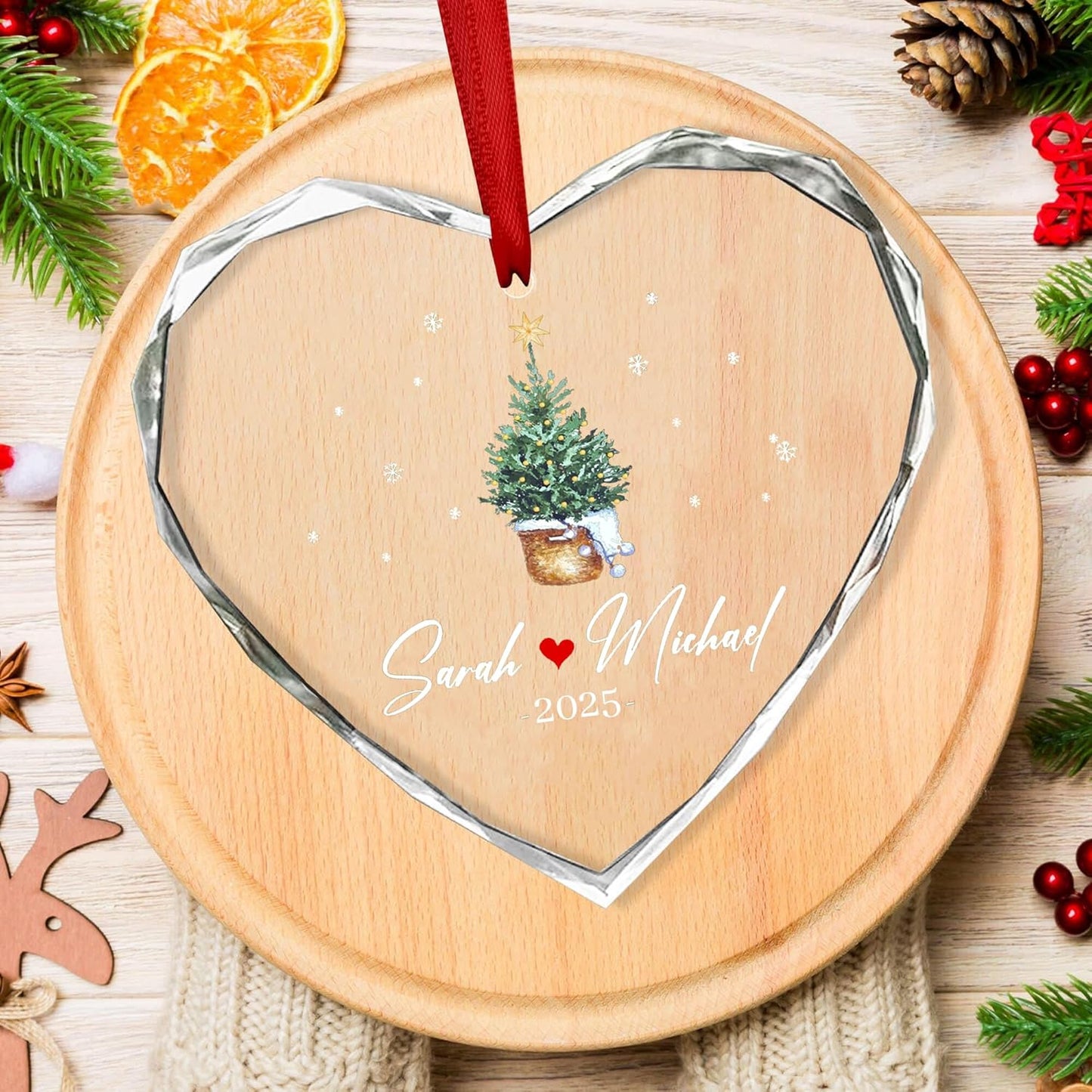 Personalized Glass Ornament 2025 for Married Couples with Name, Custom Wedding Keepsake Gift for Newlyweds, Anniversary or Christmas Décor, Mr and Mrs Ornament A5