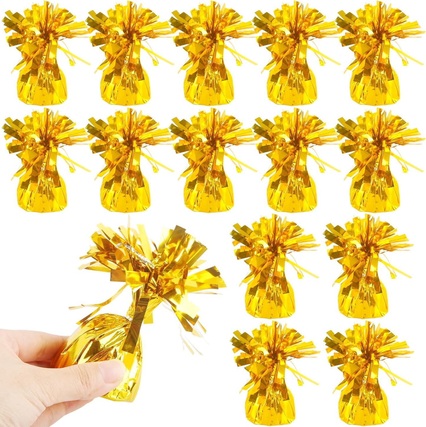 15 Pack 4.7 Inchc Metallic Foil Wrapped Balloon Weights Heavy Weight Balloon Holders for Birthday Wedding Graduation Baby Shower Party