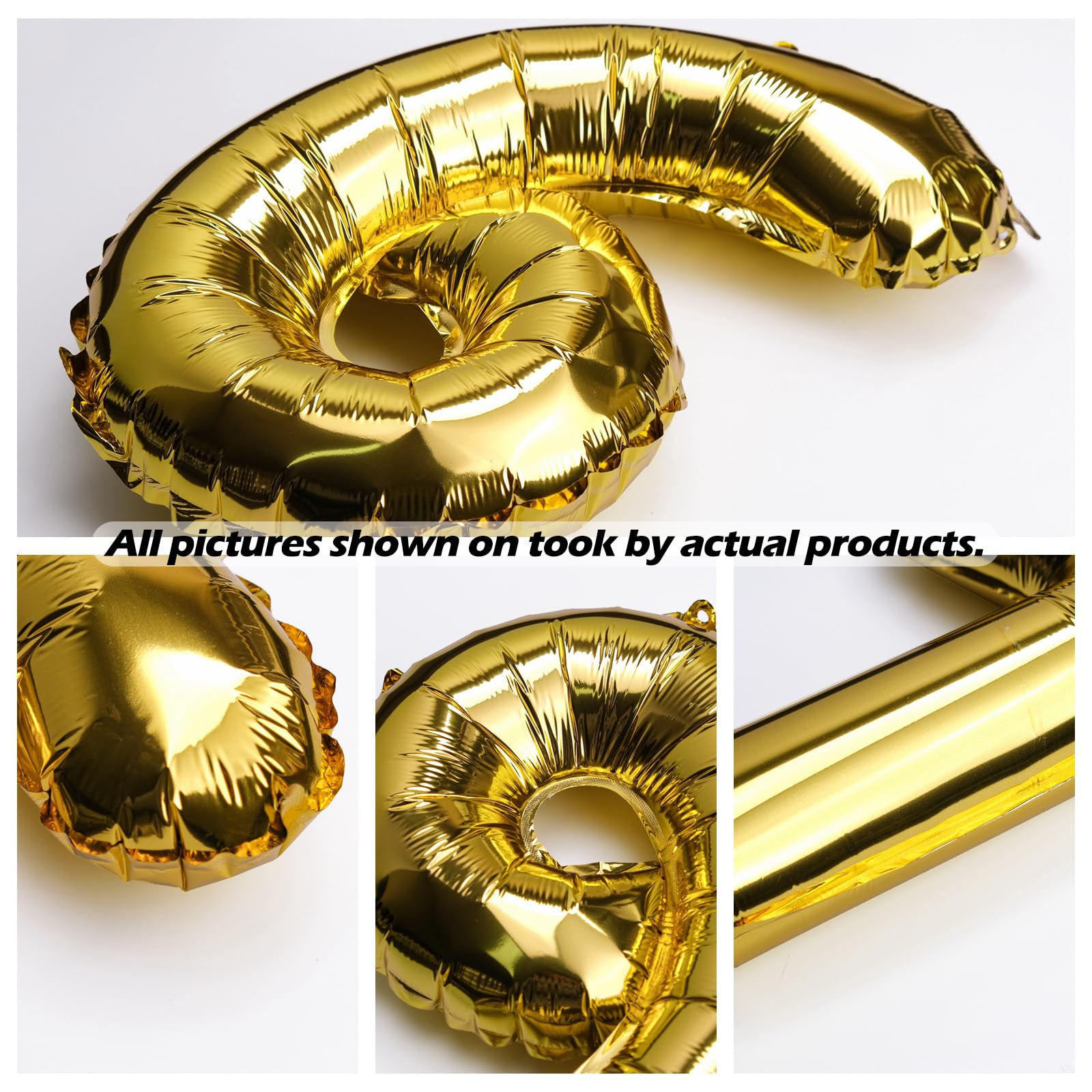 20 Pcs Gold 16" Number Balloons 2 Sets 0-9 Foil Balloon Numbers Décor