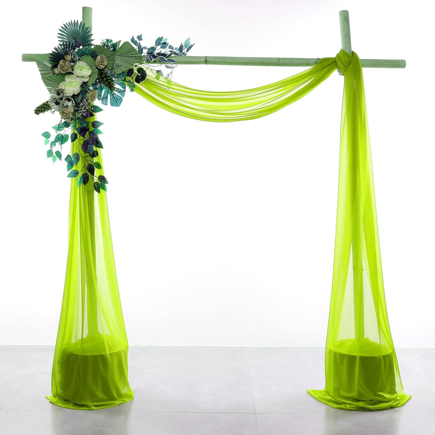 VDS Pack of 1 Panel (30 Inch X 20 Feet) Wedding Arch Draping Fabric Sheer Chiffon Fabric Drapery for Wedding Ceremony Reception Swag Backdrop Canopy Chuppah ARBO Altars Decoration (Parrot Green)