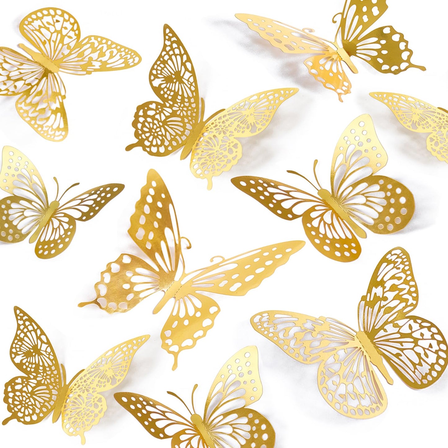 SAOROPEB 3D Butterfly Wall Decor 48 Pcs Gold Butterfly Birthday Decorations