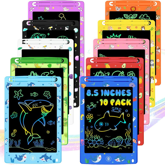 Party Favor 10 Pack LCD Writing Tablet for Kids, 8.5 Inch Colorful Doodle Board Drawing Pad, Educational Learning Travel Toys Birthday Gifts for Boys Girls Age 3 4 5 6 7 8