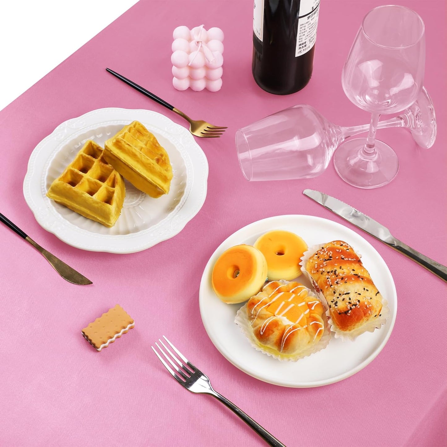 TURSTIN 8 Packs Pink Satin Tablecloth 102 x 58 Inch Overlay Satin Table Cover Rectangle Bright Silk Tablecloth Smooth Fabric Table Decoration for Wedding Banquet Party Events