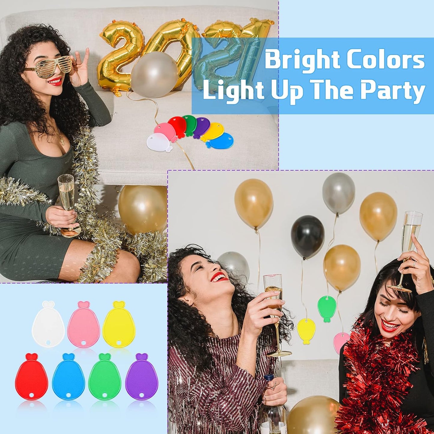 Aoriher 36 Pcs Colorful Plastic Balloon Weights Balloon Shaped Weights for Birthdays Weddings Party Holiday Celebration Decoration Supplies, White Purple Red Green Yellow Blue Pink