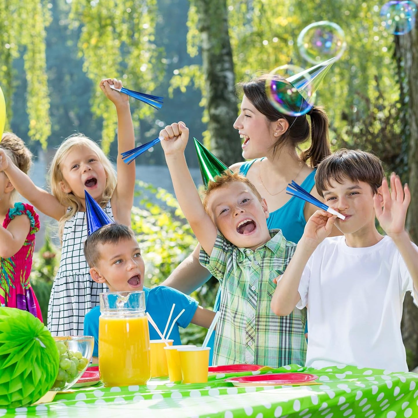 Metallic Fringed Noise Makers, for Noise Makers Party Favors, New Year Party, Baby Shower, Kids Birthday, 24 Pcs, Blue