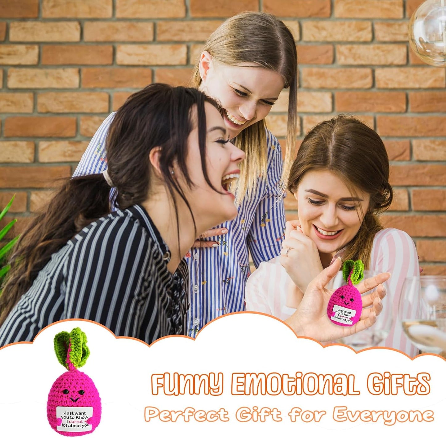 Emotional Support Crochet Carrot,Lovely Gift for Friends,Mom,Dad,Grandpa,Grandma,Colleagues,Classmates,Graduation Gift,Emotional Support Toys,Home Office Decoration